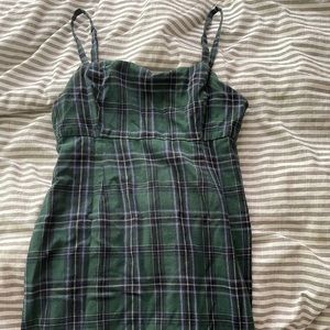 urban outfitters green plaid mini dress size: 0